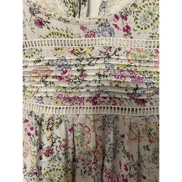 anthropologie Meadow Rue Floral Print With Lace SS Top Womens XS - Picture 4 of 9